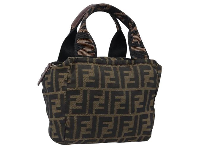Borsa a mano FENDI Zucca Canvas Nero Marrone Auth 199404