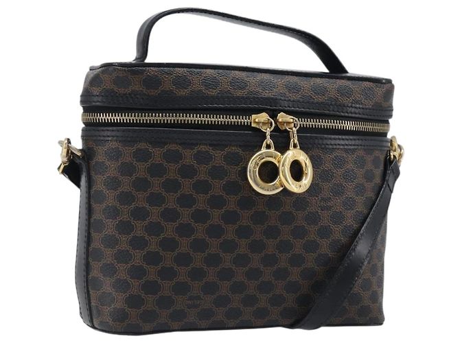 Céline Sac à main CELINE Circle Macadam Canvas PVC 2way Noir Or Auth 201894 Doré