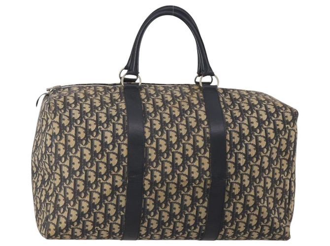 Borsa Boston Christian Dior Trotter Canvas Navy Silver Auth BA15099 Argento Blu navy