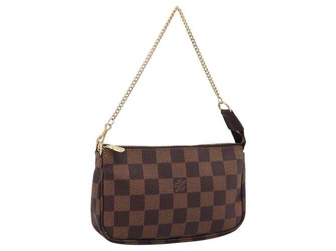 LOUIS VUITTON Damier Ebene Mini Pochette Accessoires Pouch N58009 Auth 200830V