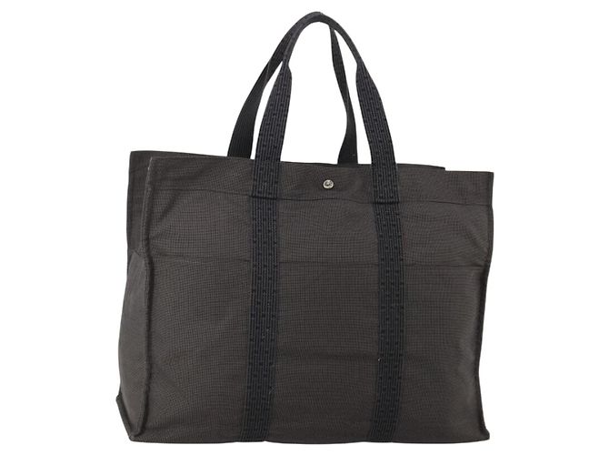 Hermès HERMES Her Line TGM Handtasche Canvas Grau Silber Auth 197652A Braun