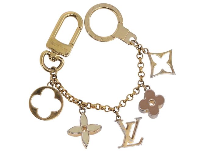 LOUIS VUITTON Fleur de Monogram Charm Metal Gold Tone LV Auth BA15463