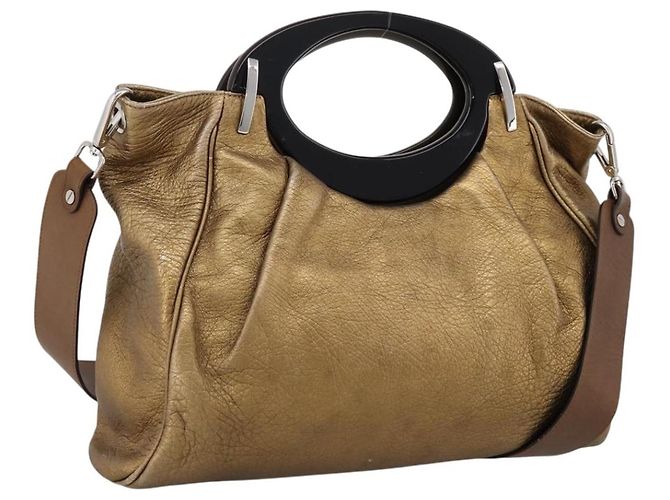 Borsa a mano MARNI in pelle 2way Oro Argento Auth 202246A D'oro