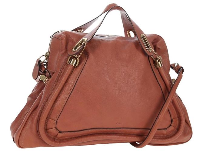 Chloé Borsa Chloe Paraty in pelle 2way Marrone Oro Auth 200955V D'oro