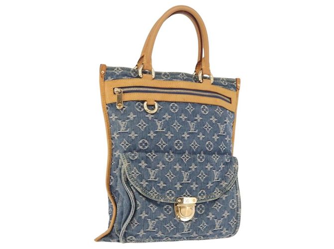 LOUIS VUITTON Monogram Denim Flat shopper Tote Bag Blue M95018 LV Auth 197248V