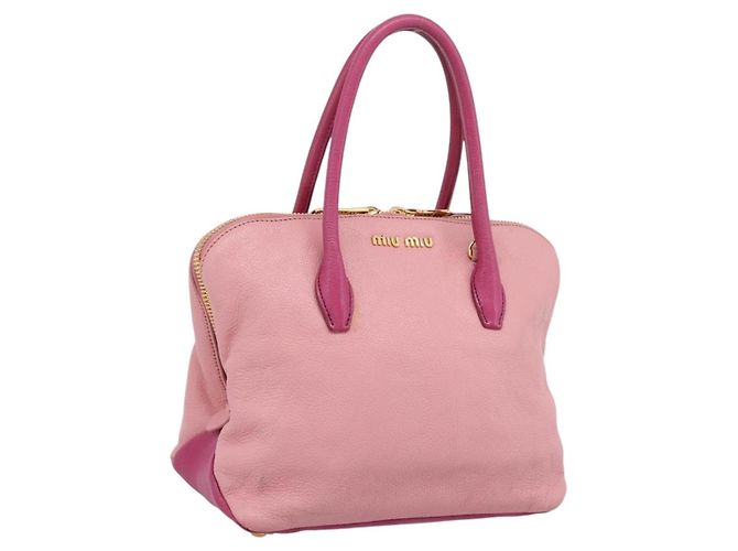 Sac Tote Miu Miu Cuir Rose Ton Or Auth 199349V