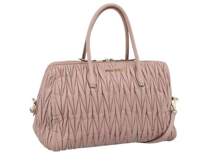 Bolsa Miu Miu Matelassé em couro 2way Rosa Ouro Auth ka5983A