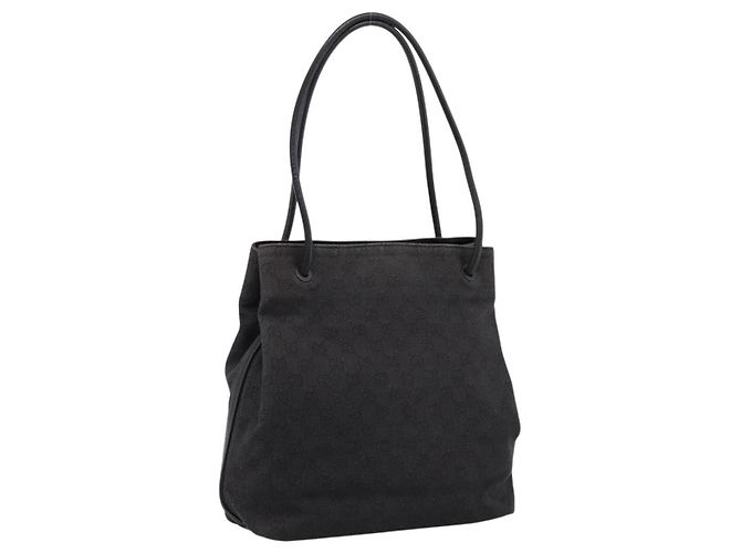 Borsa Tote GUCCI GG Canvas Black 101341 Auth 202202 Nero