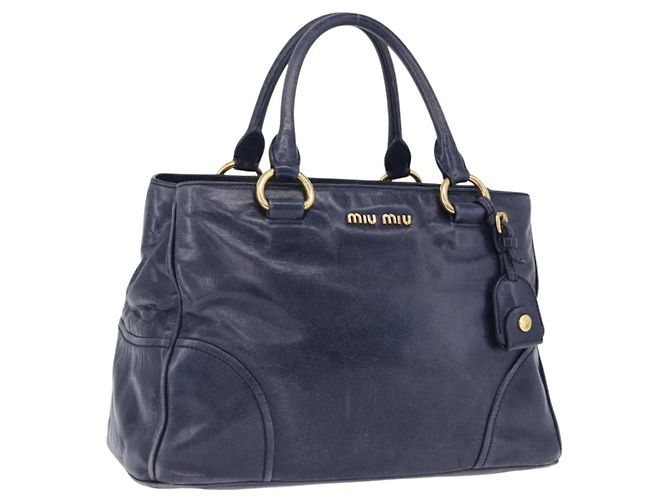 Borsa a mano Miu Miu in pelle blu navy e oro Auth 199407V D'oro