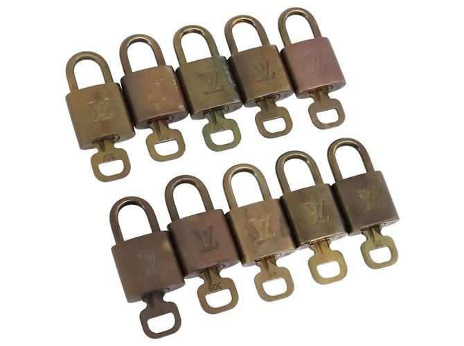LOUIS VUITTON Set di 10 Lucchetti Lucchetto metallo Oro LV Auth 202431 D'oro