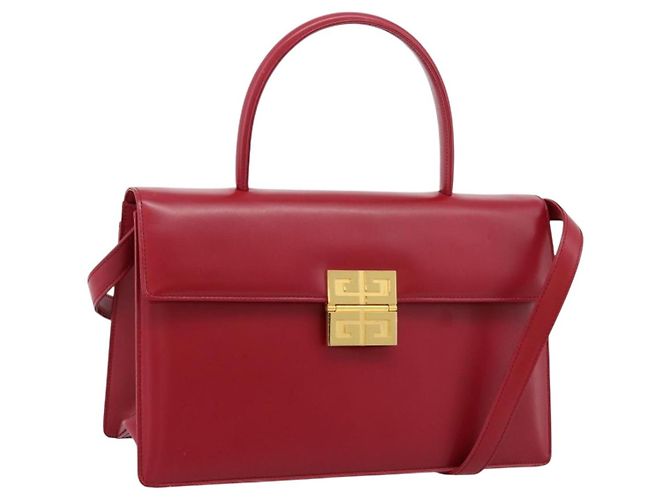 Borsa a mano GIVENCHY in pelle 2way rossa tono oro Auth BA15402A Rosso