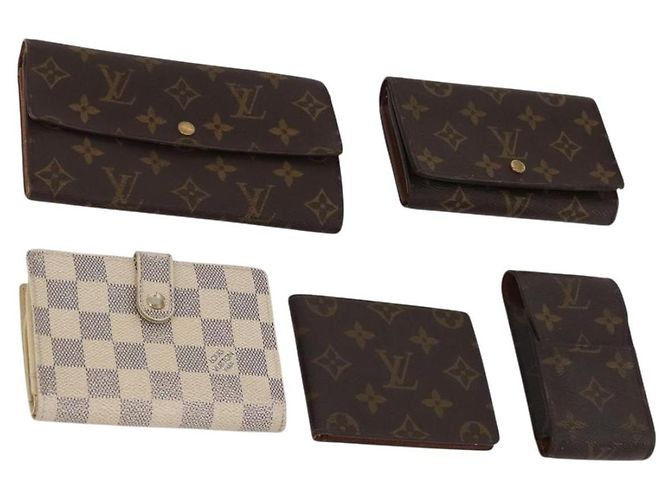 LOUIS VUITTON Monogram Damier Azur Wallet 5 Set LV Auth BA14278 Monograma