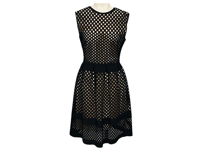 Fendi ärmelloses Strickkleid mit Openwork-Detail in Schwarz
