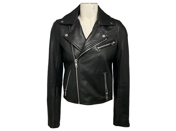 Maje Bexita Bikerjacke aus Lammleder in Schwarz