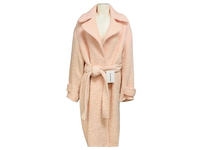 Acne Studios Powder Pink Single Breasted Boucle Belted Coat