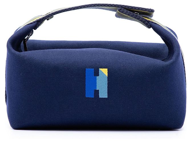 Borsa vanity Hermès Small Toile Bride A Brac H Pavillon Case Blu