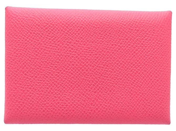 Hermès Calvi Duo Kartenetui aus Epsom in Rosa Pink
