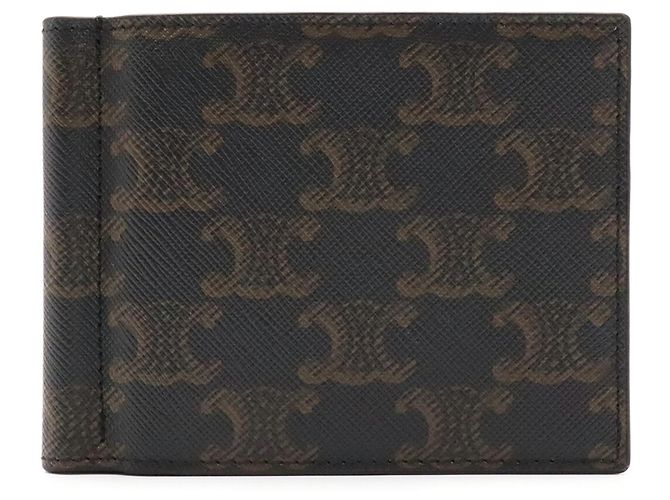 Céline CELINE Triomphe Bi-fold Wallet Brown Black