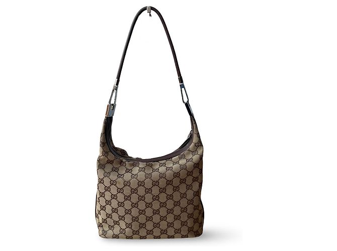 Borsa a tracolla Gucci GG Canvas Beige e Argento