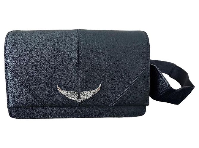 Bolsa de ombro Zadig & Voltaire em couro preto com asas