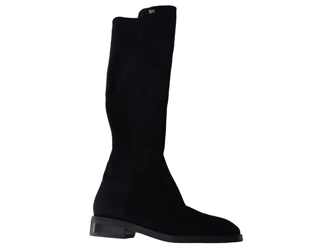 Stuart Weitzman Black Suede Knee-High Boots