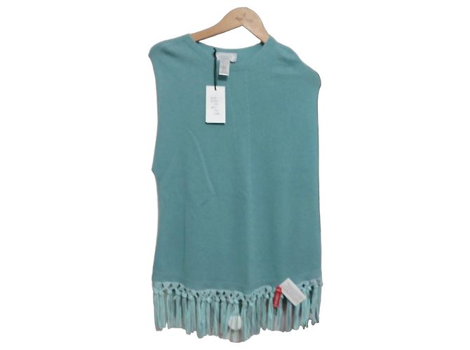 Autre Marque Pinotti Petrolblauer Woll- und Kaschmir-Poncho