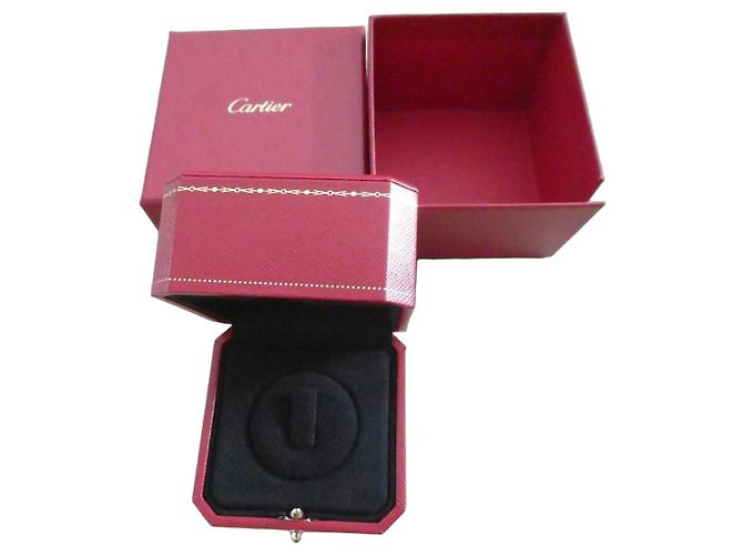 Cartier Red Leather Ring Box Gold hardware