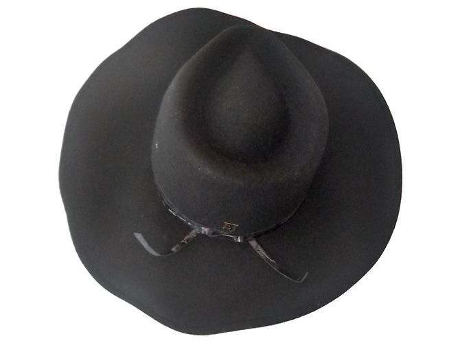 Autre Marque Schwarzer Woll-Fedora-Hut