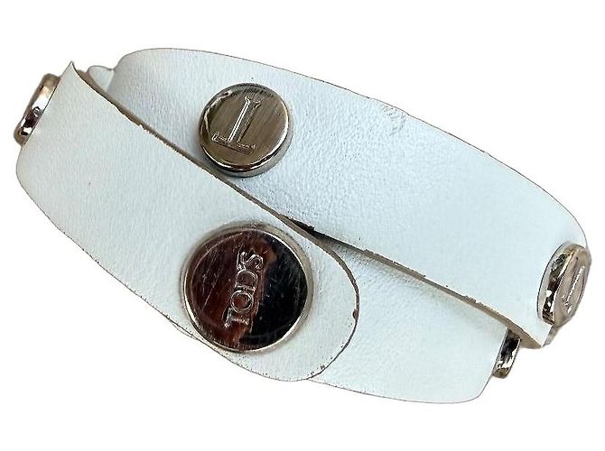 Tod's Pulsera de Cuero Blanco Doble Vuelta