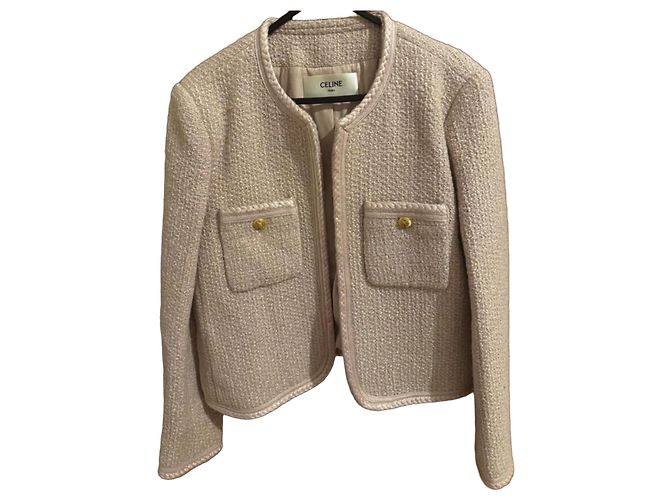 Céline Powder Pink Tweed Cropped Jacket
