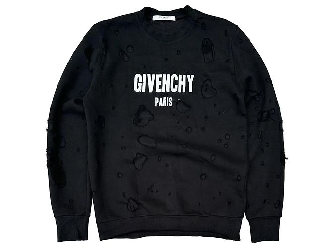 Sweatshirt Givenchy Paris Distressed Preto
