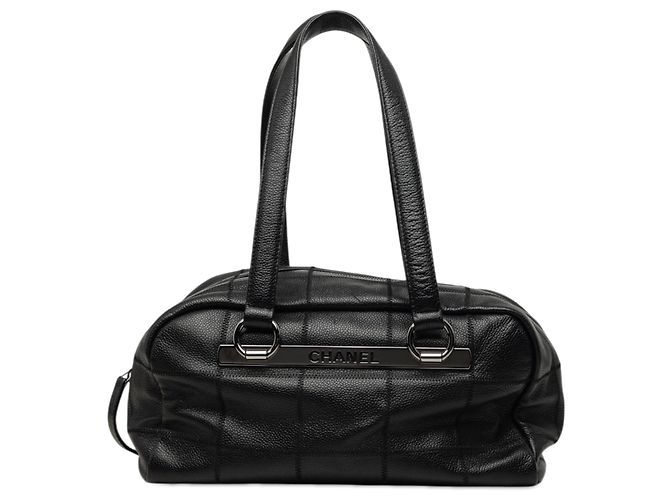 Borsa a tracolla Chanel Chocolate Bar Caviar Nera Nero