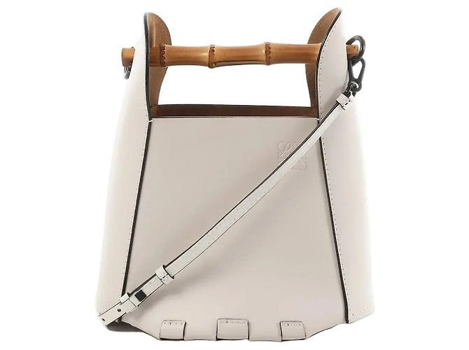 Bolsa de mão 2Way em couro LOEWE Bamboo Buckets em White Bege