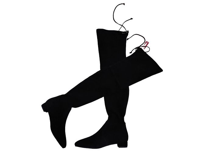 Stuart Weitzman Black Suede Over-the-Knee Boots