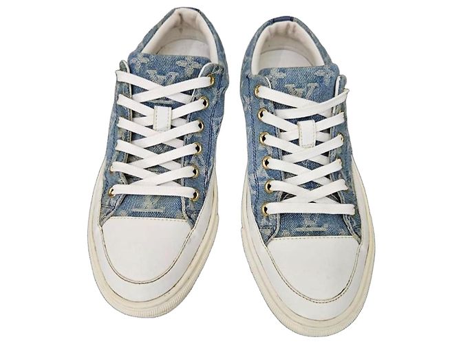 Baskets Louis Vuitton Monogram Denim Blanc Bleu