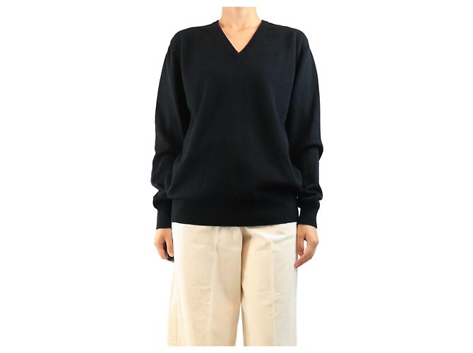 Crimson V-Ausschnitt Pullover aus Kaschmir in Schwarz - Größe L