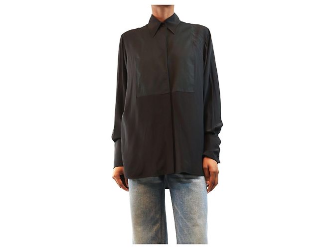 Victoria Beckham Camicia nera con pannello a contrasto - size UK 6 Nero