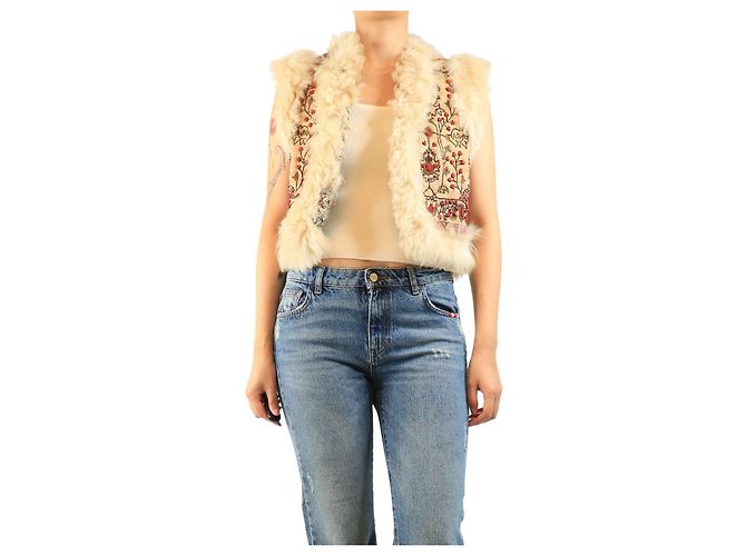 Céline Beige Afghan-Weste - Größe UK 10