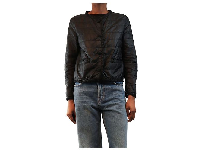 Ermanno Scervino Black cropped padded jacket - size UK 8