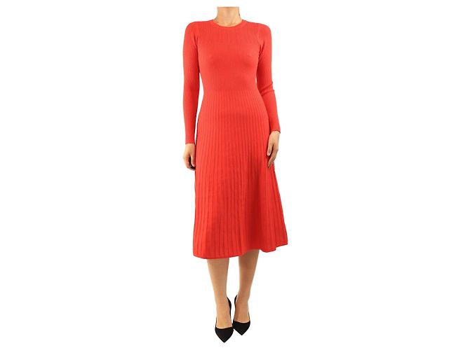 Veronica Beard Rotes Strick-Midikleid - size S