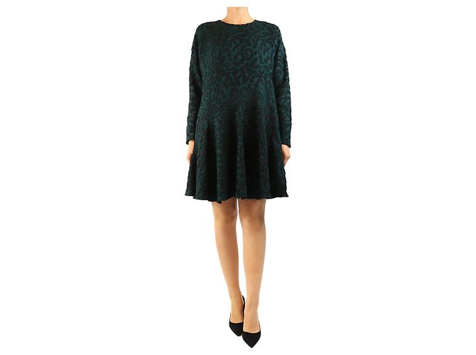 Marni Vestido de manga comprida com estampado de leopardo verde - size UK 8