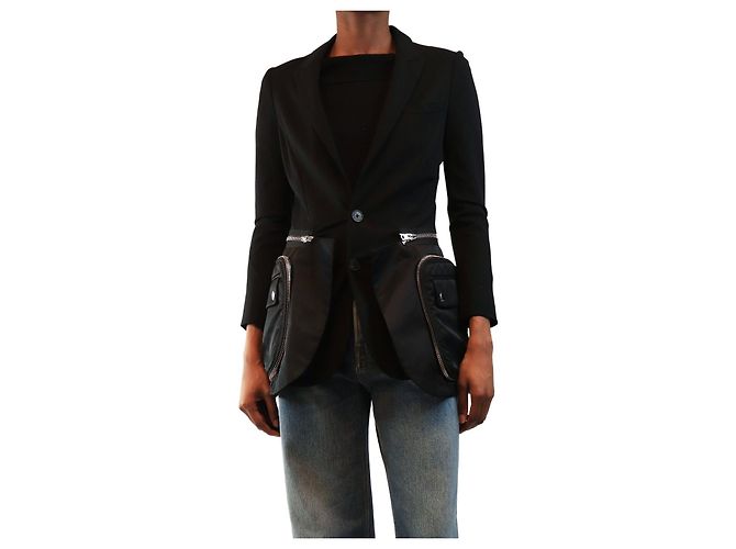 Givenchy Casaco técnico preto com detalhes de múltiplos fechos - size UK 8
