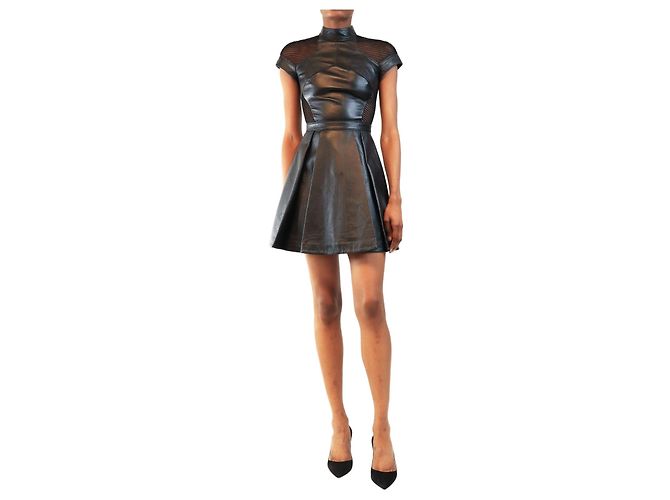Philipp Plein Netzkleid aus schwarzem Leder - size S