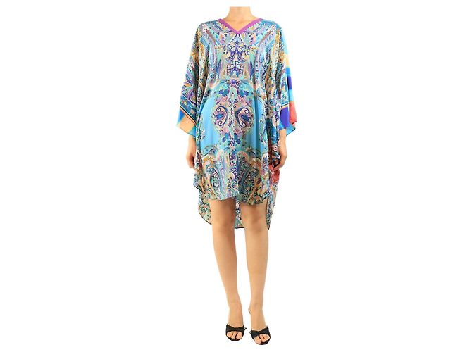 Etro Vestido caftã estampado em seda azul - size M