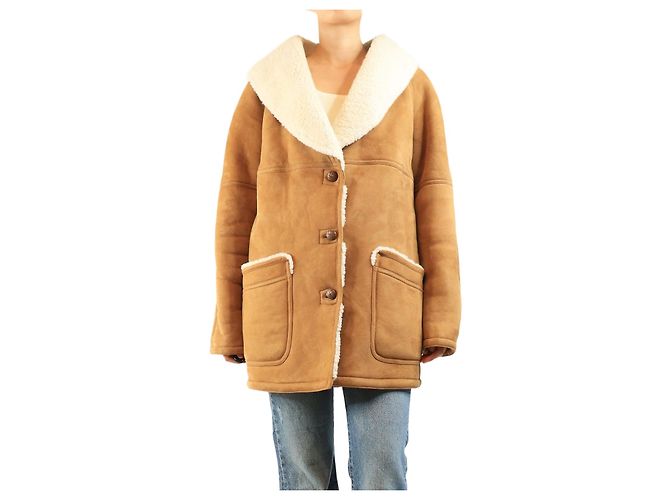 Autre Marque Brauner Shearling-Mantel - size M