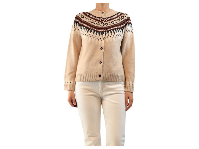 Weekend Max Mara Fairisle-Cardigan in Neutral - size M