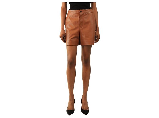 Ralph Lauren Shorts de couro tan - size UK 4 Marrom