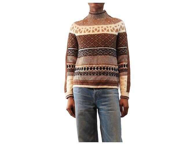 Bogner Fair-Isle-Pullover braun - Größe XS