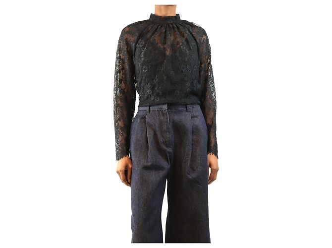 Self portrait Schwarze Spitzenbluse - size UK 8