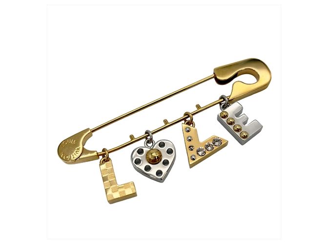 Louis Vuitton Brosche mit Sicherheitsnadel-Motiv Silber Golden